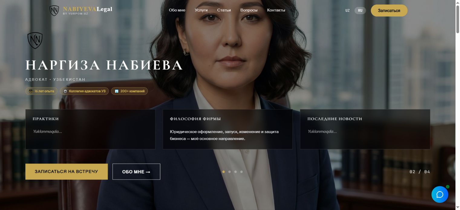 Sayt ko‘rinishi Nabiyeva Legal